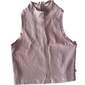 Athleta‎ Alicia Keys Crop Rib Tank Top Mock Neck Smoked Almond Size M